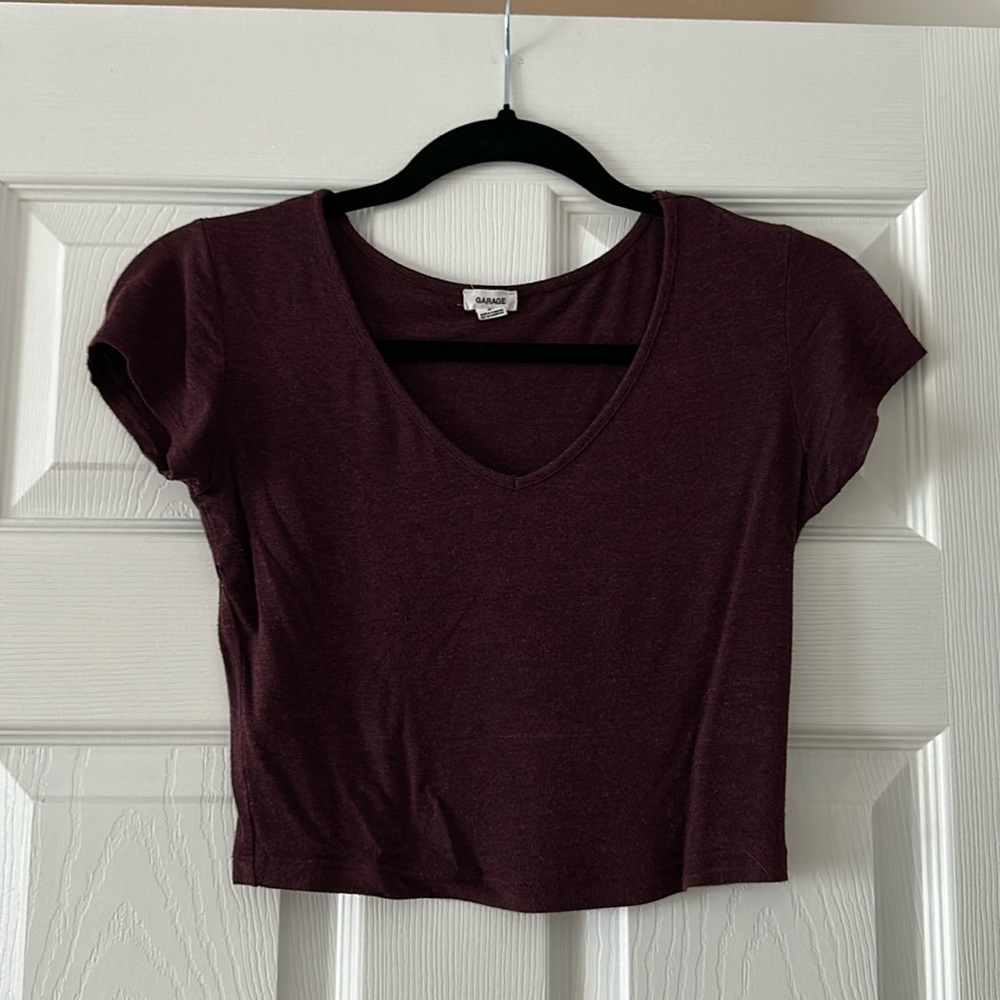 Purple short sleeve crop top